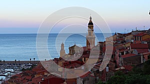 Evening time lapse of Menton in France