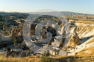Evening top view of the small town of GÃ¶reme