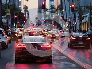 Evening Traffic on City Street