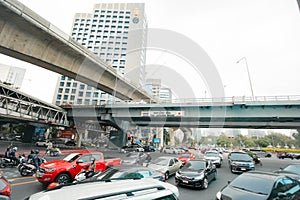Evening traffic jam in Bangkok