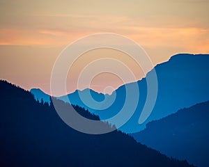 Evening twilight colors in the alps