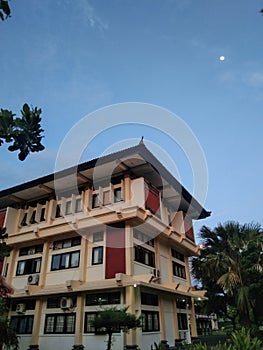 In the evening at Udayana University with moon decorations