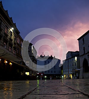 Evening urban city scenery