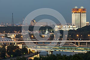 Evening view of the Academy of Sciences and Shukhov Tower