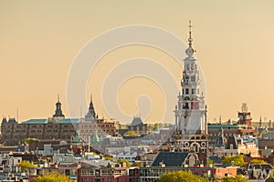 Evening view of the Amsterdam city center