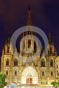 Evening view of Barcelona Cathedral photo