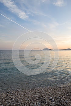 Evening view at the beach as the sun is setting