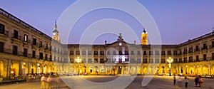 Evening view of Berria Square and city hall. Vitoria-Gasteiz