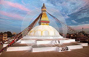 Evening view of Bodhnath stupa - Kathmandu