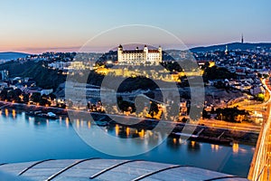 Evening view of the castle in Bratislava, capital of Slovak