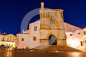 Evening view of the Cathedral of Faro (Se de Faro) , Portug