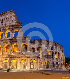 Evening view of Colosseo in Rome, Italy