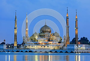 Evening view of crystal mosque in Kuala Terengganu