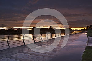 Evening view on the Dnipro river embankment