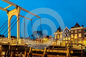 Evening view of a Dutch canal with bridge in Zwolle photo