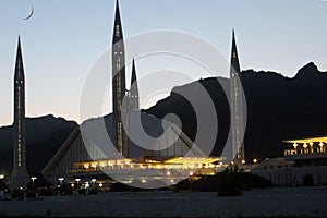 An evening view of Faisal Mosque, Islamabad