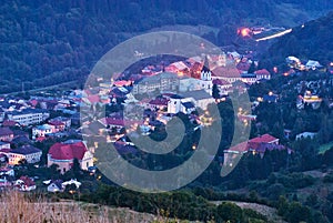 Evening view at Gelnica town center