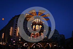 Evening view on historical center of Dresden on Christmas