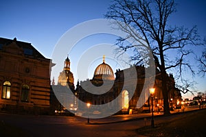 Evening view on historical center of Dresden on Christmas