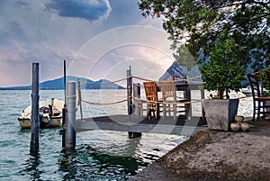 Evening view on Iseo Lake in Italy photo