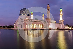 Evening view of Kota Kinabalu City Mosque, Sabah, Malays