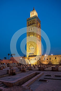 Evening view at the Koutoubia Minaret in Marrakesh - Morocco