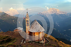 Mount Col DI Lana chapel Monte Pelmo mount Civetta photo