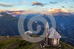 mount Col DI Lana chapel Monte Pelmo and mount Civetta photo