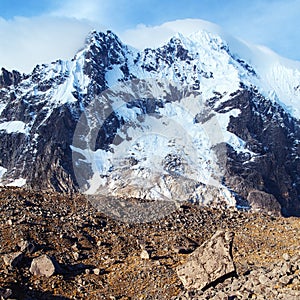 Evening view of mount Salkantay or Salcantay in Peru