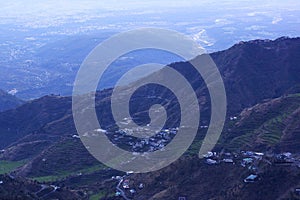 Evening view from Mussoorie over looking Nanital in the foot hills, Uttarakhand, India