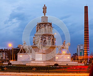 Evening view of national monument in Turkish city of Eskisehir