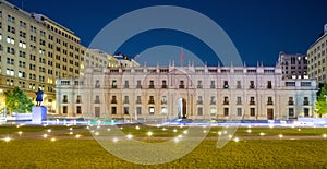 Evening view of Palace La Moneda. Santiago, Chile