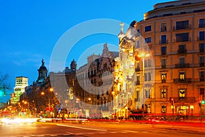 Evening view of Passeig de Gracia in Barcelona, Catalonia photo