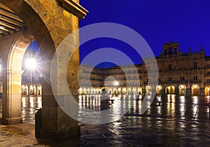 Evening view of Plaza Mayor of Salamanca photo