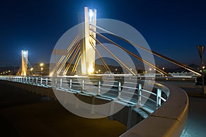 Evening view of Pont de Can Peixauet. Santa Coloma. Spain photo