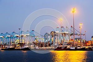 Evening view of Port with cranes