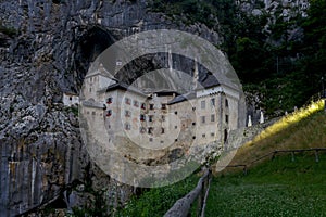 Evening view of the Predjama Castle