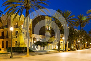 Evening view of Rambla. Badalona, Spain