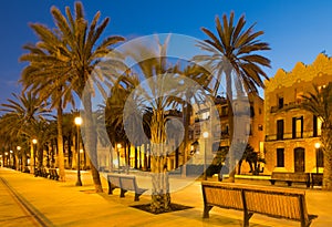 Evening view of Rambla passage at Badalona