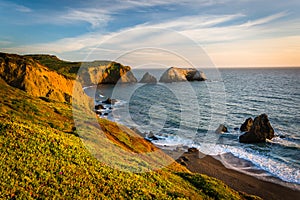 Evening view of Rodeo Beach, at Golden Gate National Recreation