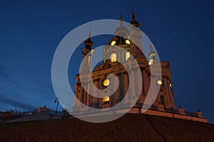 Evening view on Saint Andrew Church in Kyiv