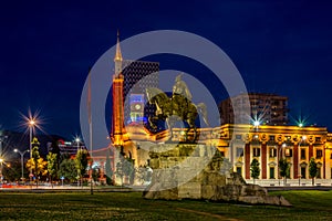 Evening view at the Skanderbeg Square