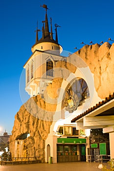 evening view of the Ticket Office of the Moscow Zoo in Moscow