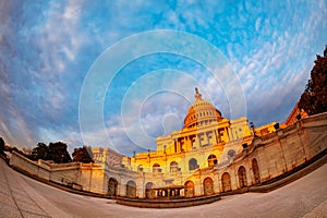 Evening view of the United States Capitol Building