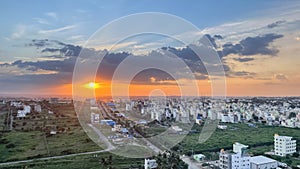 An evening view of the urban landscape of Bangalore city in India