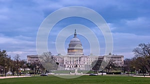 Evening view of the us capitol building from the mall in washington d.c.