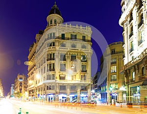 Evening view of Via Laietana in Barcelona photo