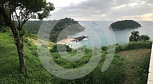 The evening view visible from Phuket windmill viewpoint in Phuket, Thailand.