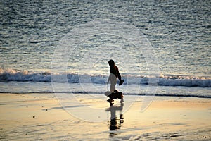 Evening walk with dog