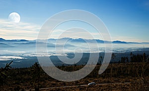 Evening winter mountain landscape